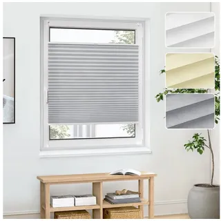 jalousiescout Plissee Pure Basic 40x190cm Grau Klemmfix ohne Bohren, halbtransparent, ohne Bohren, klemmen, Klemmfix, halbtransparent, Polyester-Stoff ohne Bohren grau 40 cm x 190 cm