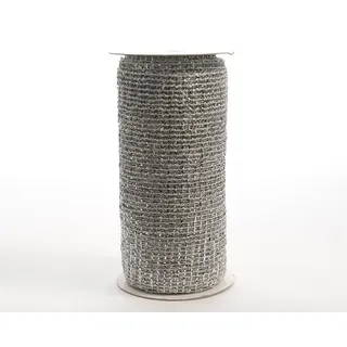 Maschenband Tischdeko Geschenkband Weihnachten Tischband silber 2,70 m