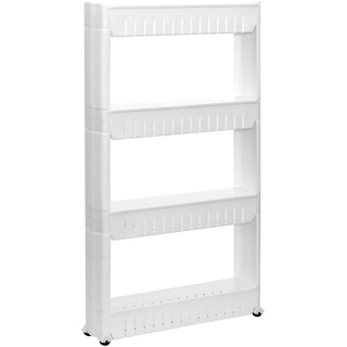 4er Nischenregal 12,5 cm Schiebewagen Nischenwagen Kitchen Trolley Weiß Ablage