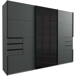 Schwebetürenschrank - graphit-schwarz - 6 Schubkästen - 270 cm