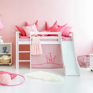 Hoppekids Hochbett Princess 70 x 160 cm Kiefer massiv lackiert rosa