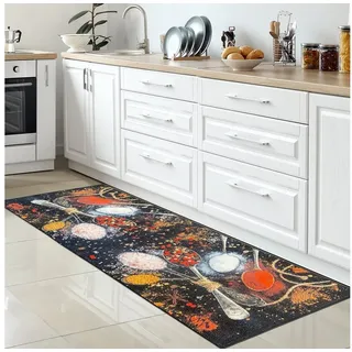 Carpetia Küchenläufer Küchenteppich Modern, rechteckig, Höhe: 5 mm, rutschhemmender Rücken, pflegeleicht, robust gelb|rot|schwarz 80 cm x 150 cm x 5 mm