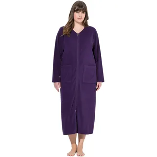 Ulla Popken Damen große Größen Übergrößen Plus Size Bademantel, Frottee, 2-Wege-Reissverschluss, Langarm aubergine 74+ 749967846-74+ - 74-76