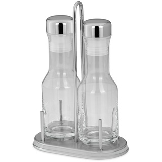 Essig- & Öl-Menage Set 2-teilig, je Flasche: H 18,5 cm D 4,0cm, 225ml, Glas/Edelstahl
