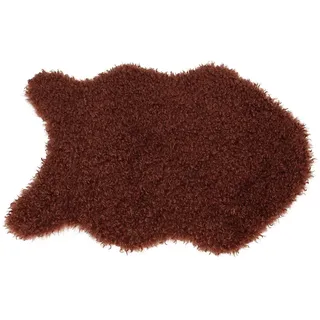 Dekoleidenschaft Fellteppich aus Kunstfell in verschieden Farben und Größen, Dekofell, Sitzauflage, Bettvorleger, Läufer, Bodenteppich, Plüschteppich, Fellimitat, Fell braun 60 cm x 90 cm