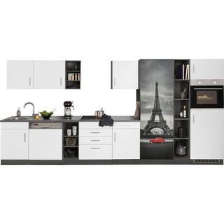 HELD MÖBEL Küchenzeile Paris, ohne E-Geräte, Breite 400 cm weiß