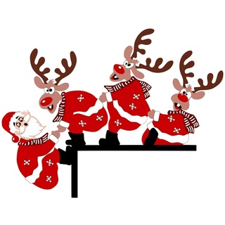 Weihnachten Türrahmen Dekorationen, Funny Christmas Home Decor,Weihnachtlicher Zierschmuck,Weihnachtsdeko Weihnachtsmann Deko,Weihnachtsmann für Türrahmen Deko Holz Türrahmen Ornament (02-I, One Size)