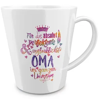FunTasstic Tasse Für die absolut perfekteste Oma - konische Kaffeepott 300 ml