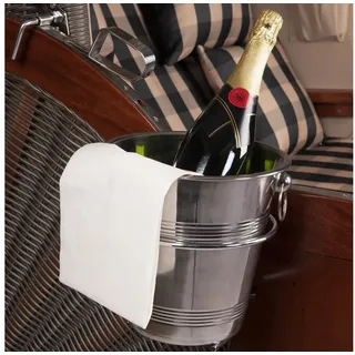Strandkorb Hanse Strandkorb-Flaschenhalter Strandkorb Hanse Champagnerkühler mit Halterung aus Edelstahl, (2-St), Tragbar, Edelstahl, Rostfrei silberfarben