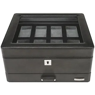 WINDROSE Schmuckkoffer Watch Box, aus echtem Leder schwarz