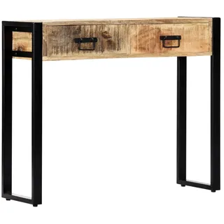 vidaXL Mangoholz Massiv Konsolentisch mit 2 Schubladen Konsole Beistelltisch Flurtisch Ablagetisch Wandtisch Frisiertisch Sideboard 90x30x75cm