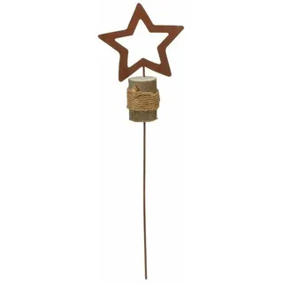 Gartenstecker Stern auf Holz im Rost Design - Rostfigur Weihnachten