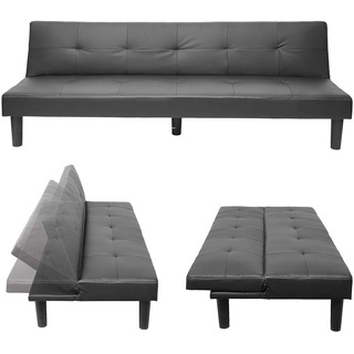3er-Sofa MCW-G11, Couch Schlafsofa Gästebett Bettsofa Klappsofa, Schlaffunktion 195cm ~ Kunstleder, schwarz