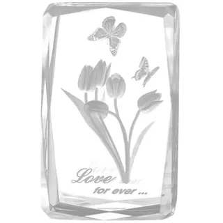 Warmhm Kristall Tulpen 3D Gravur Glasfigur mit Sockel Deko | Fein Gearbeitete Blumenform, Geschenk für Hochzeit und Weihnachten, Passend für Sammler