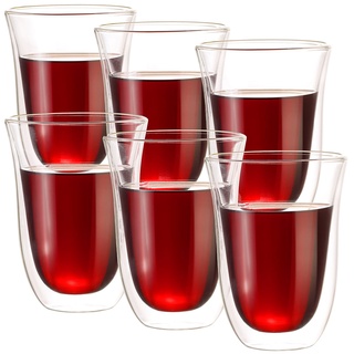 6er-Set doppelwandige Trinkgläser, Borosilikat-Glas, spülmaschinenfest