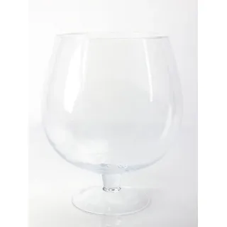 INNA-Glas Glas Kugelvase - Brandy Glas Liam mit Fuß, klar, 38cm, Ø 29cm - Glasvase, Glas weiß