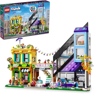 LEGO 41732 Friends Stadtzentrum, kreatives Modular Building Spielzeug für Mädchen und Jungen, Dekorieren & Ausstellen im Puppenhaus mit 9 Figuren