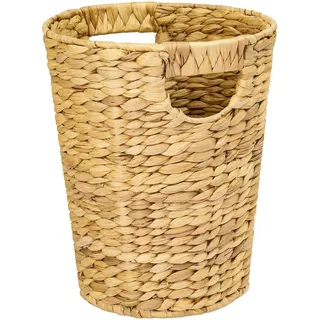 HMF Aufbewahrungskorb Büro geflochten aus Wasserhyazinthe rund 25 x 25 x 30 cm beige