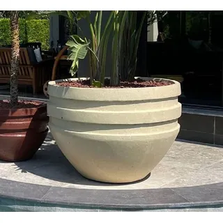 Casa Padrino Luxus XXL Garten Deko Beton Blumentopf Gelb Ø 120 x H. 90 cm
