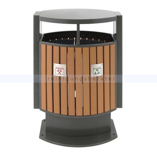 Mülltrennsystem EKO Abfallbehälter Holz Optik 2 x 39 L Außenbehälter für Abfalltrennung mit Metallinneneimer