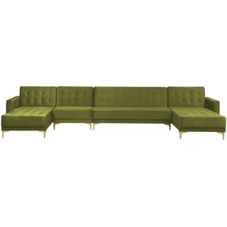 Beliani Wohnlandschaft, Grün, Textil, 6-Sitzer, 428x83x168 cm, Wohnzimmer, Sofas & Couches, Wohnlandschaften, Wohnlandschaften in U-Form
