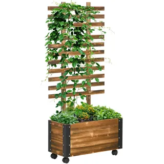 Outsunny Hochbeet mit Rankgitter 65 x 31 x 147 cm Verkohlt