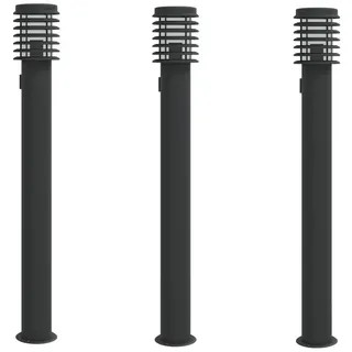 vidaXL Wegeleuchte Edelstahl 110 cm 3 Stk. Schwarz