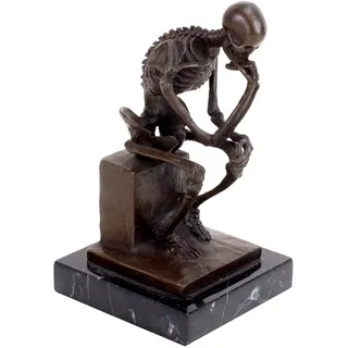 Kunst & Ambiente - Moderne Bronzefigur - Bronze Skelett Skulptur auf Marmor - Der Denker - signiert von Milo - Nach Auguste Rodin - Deko Figur - Dekoration
