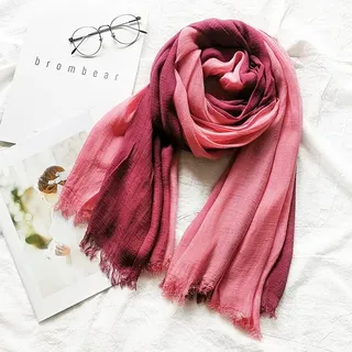 ARTQ Schals Für Damenfrühlingsmode Baumwolle Leinen Damen Seidenschals Tücher Schals Rosa Burgund Farbverlauf Passende Schals Weich Warm Mode Elegante Atmosphäre Geschenke Für Mama Geschenke Für Fr