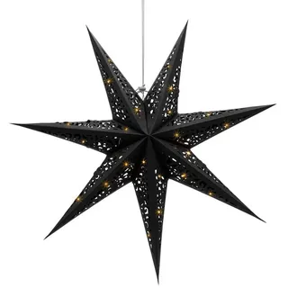 Spetebo LED Stern Deko Leuchte Weihnachtsstern aus Papier in schwarz, Hägend, LED fest integriert, warm weiß, zum aufhängen schwarz Ø 60 cm x 60 cm