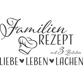 GRAZDesign Wandtattoo Wohnzimmer Familie Familienrezept mit 3 Zutaten, Lustig Sprüche Flur, Küche, Wandaufkleber selbstklebend, Wandsticker modern, 53x30cm, 073 dunkelgrau