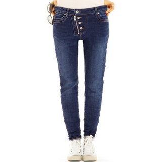 be styled Bequeme Jeans Tapered Jeans mit Knopfleiste und Reißverschluss - Damen - j8e-2 mit Stretch-Anteil, 5-Pocket-Style blau 38