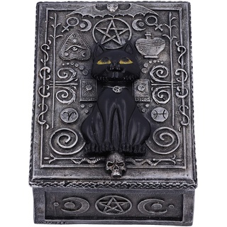 Nemesis Now Familiar Spell Black Cat Sigil Schmuckkästchen 13,7 cm, Harz, Silber, 13.7cm