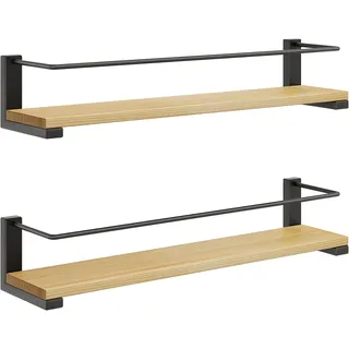 OROPY 2er Pack Gewürzregale Wandmontage für Küche, Gewürzhalter Organizer Hängend aus Kiefernholz, Küchenregal Wand Holz für Schranktür, Ankerkrautgläser, Gewürzdosen - Kiefernholz, 40x9cm