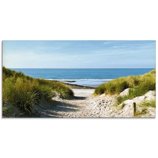 ARTland Wanddeko Glasbilder Wandbild Glas Bild einteilig 60x30 cm Querformat Strand Meer Küste Nordsee Sand Dünen Natur Landschaft Maritim T9EX