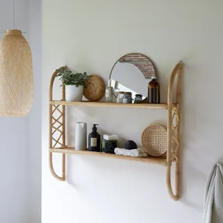 Wandregal aus lackiertem Rattan für das Badezimmer im Vintage Stil Marius