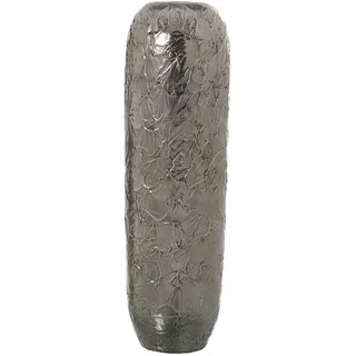 DRW Bodenvase aus Keramik, silberfarben, 23 x 80 cm, Öffnung 10,5 cm