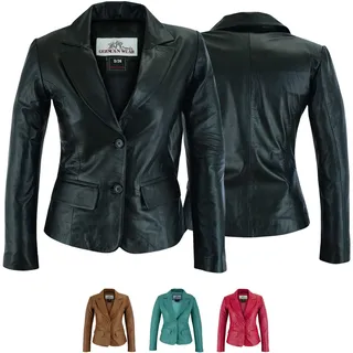 German Wear Damen Lederblazer Lederjacke Blazer Echtleder Jacke aus Lammnappa Leder Schwarz XXL Schwarz - XXL