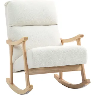 Homcom Schaukelstuhl ergonomisch Polyester 65 x 98 x 90 cm Cremeweiß