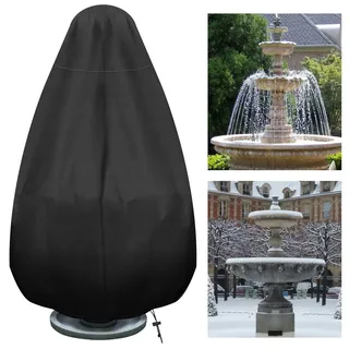 Svepndic Brunnenabdeckung, 172 cm H x 122 cm, 420D Oxford-Stoff, Gartenstatue, Brunnenschutz mit Kordelzug, wetterbeständig, für den Winter, Outdoor, Terrasse, Brunnen