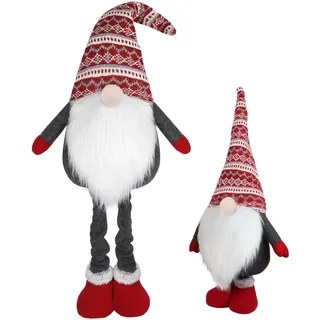 D-FantiX Große stehende Weihnachtszwerge, 100cm Schwedischer Tomte Großer Wichtel Plüsch mit einziehbaren Federbeinen Gestrickte Mütze Weihnachtsdekorationen Ornamente Holiday Home Decor