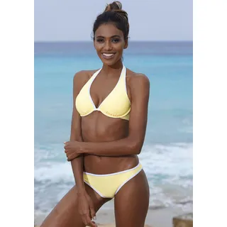 Bügel-Bikini-Top VENICE BEACH "L.A." Gr. 44, Cup F, gelb Damen Bikini-Oberteile Ocean Blue mit Kontrastpiping