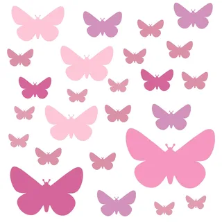 PREMYO 25 Schmetterlinge Wandsticker Kinderzimmer Mädchen - Wandtattoo - Wandaufkleber Selbstklebend Pastell Rosa
