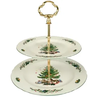 Esmeyer 1 x Seltmann Etagere 2-tlg., Form: Marieluise,  Glasur: elfenbein, Dekor: 43607 Weihnachten