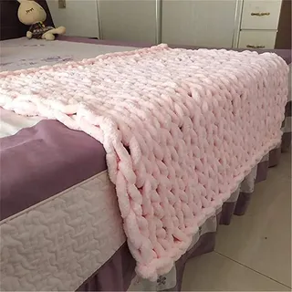 Nicole Knupfer Decke Grob Gestrickte Kuscheldecke Grobstrick Wolldecke Tagesdecke Strickdecke Überwurf Zuhause Dekor Geschenk (Rosa,50 * 50cm)