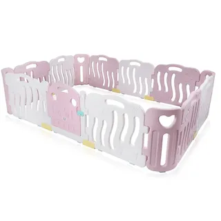 Baby Vivo Laufgitter aus Kunststoff 14 Elemente in Pink / Weiß - Bailey