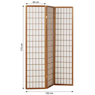 Homestyle4u 3-tlg. Paravent in Braun 132x175 cm 161
