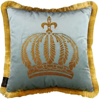 Harald Glööckler Luxus Deko Kissen Pompöös by Casa Padrino Helltürkis / Gold Krone mit Strass Steinen - Glööckler Kissen
