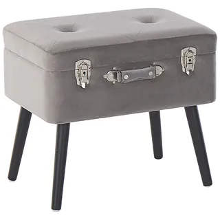 Beliani Sitzhocker mit Stauraum Samt 52 x 46 x 36 cm Grau