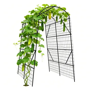 Relaxdays Gurken-Rankhilfe Metallbogen mit Netz 230 x 140 x 198 cm Grün/Schwarz